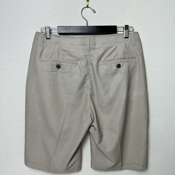 Pebble Beach Comfort Flex Performance Short Chino Bermuda Sz 32 Gold Checker - Picture 4 of 9
